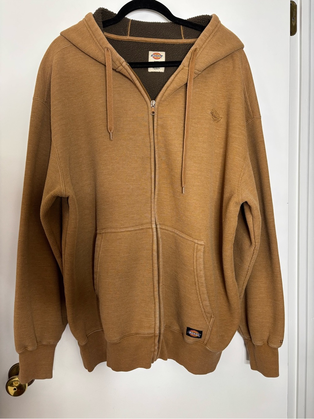 2XL Dickies Men’s Zip-Up Hooded Sweater Jacket in Tan Brown